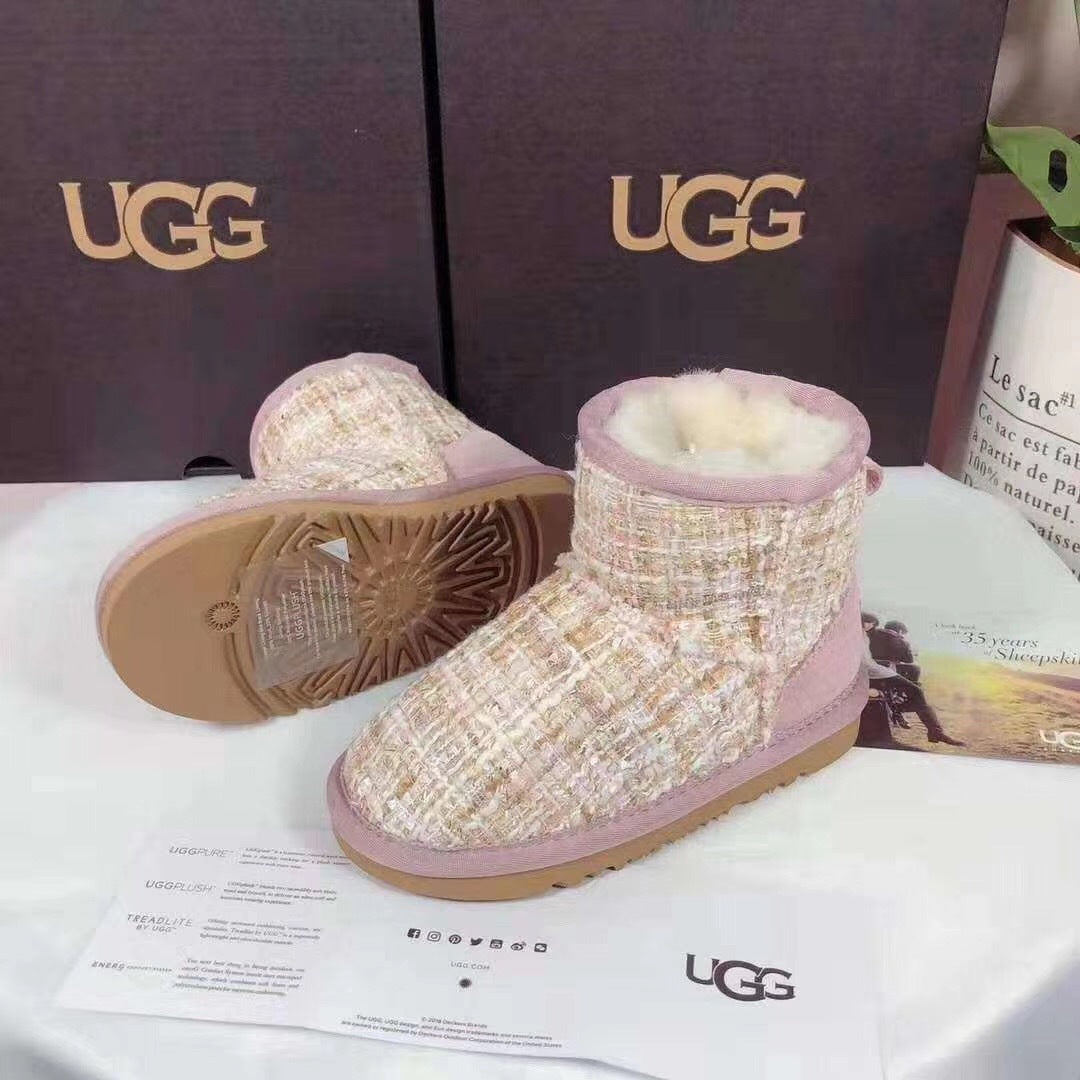 Chic Pink Kids Chanel-Style Snow Boots