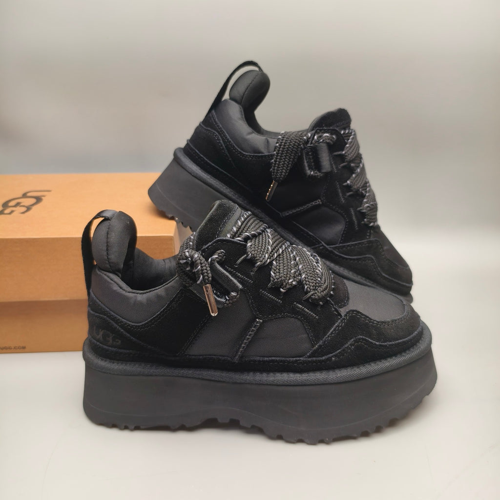 Black Chunky Dad Sneakers – Lace-Up Casual Style | In Stock