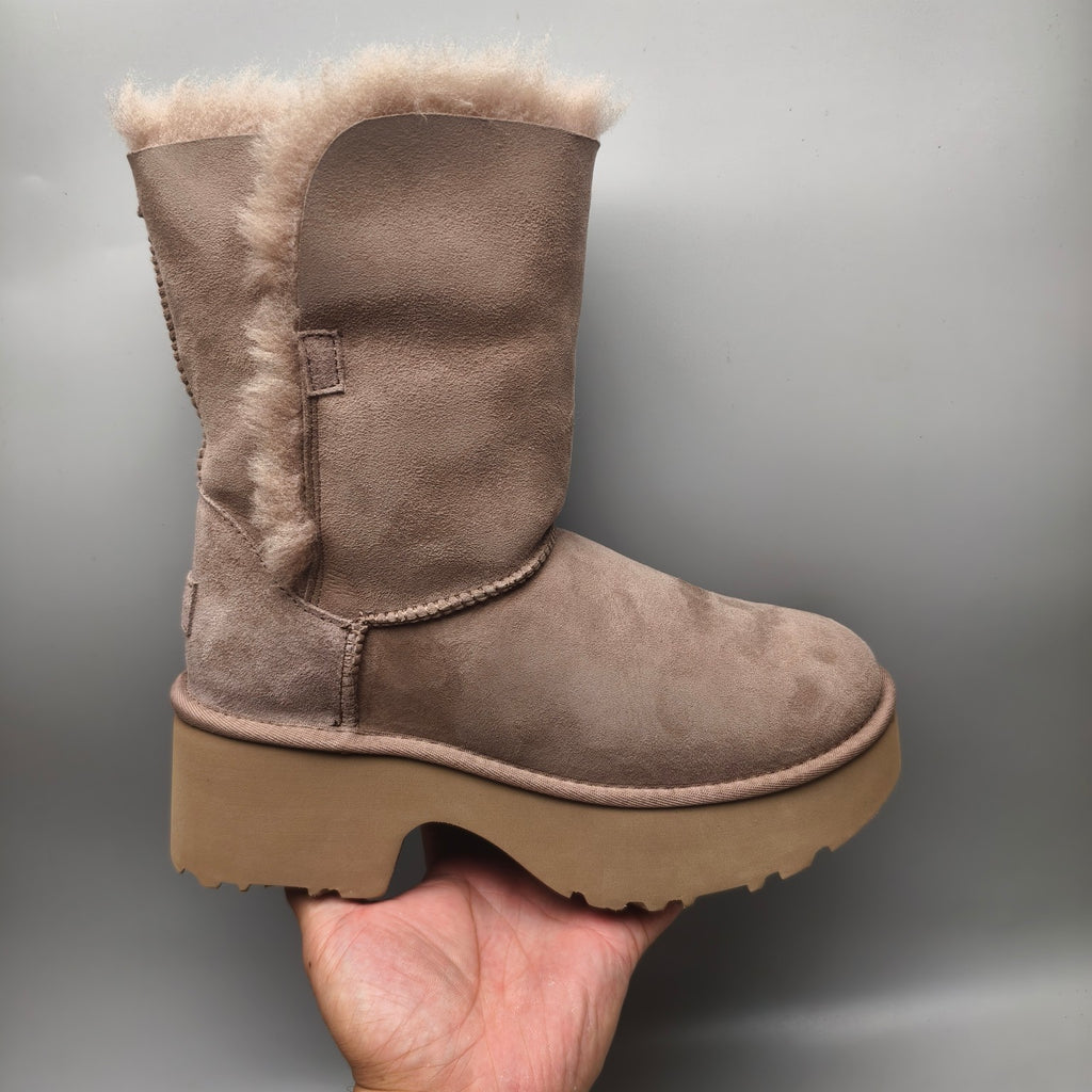 Walnut Brown Wedge Platform Mid-Calf Fashion Boots – Women’s | In Stock
