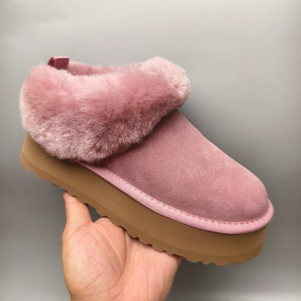 Pink Thick-Sole Suede Slip-On Lazy Shoes – In Stock