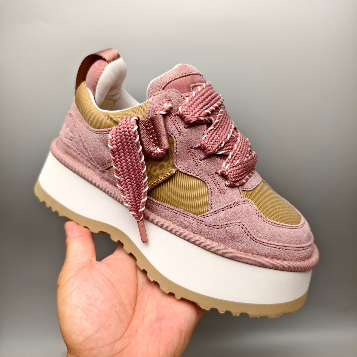 Pink Chunky Dad Sneakers – Lace-Up Casual Style | In Stock