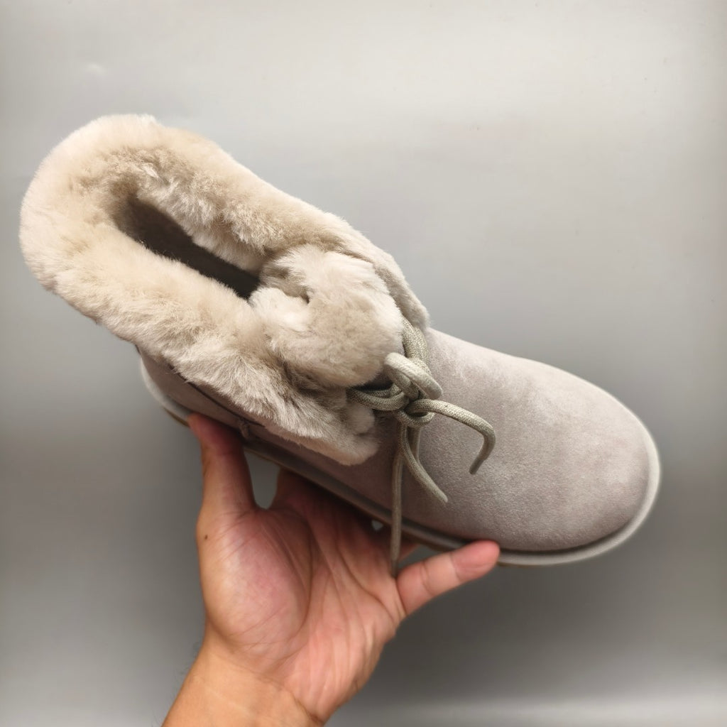 Grey Mid-Top Lace-Up Casual Sneakers – In Stock