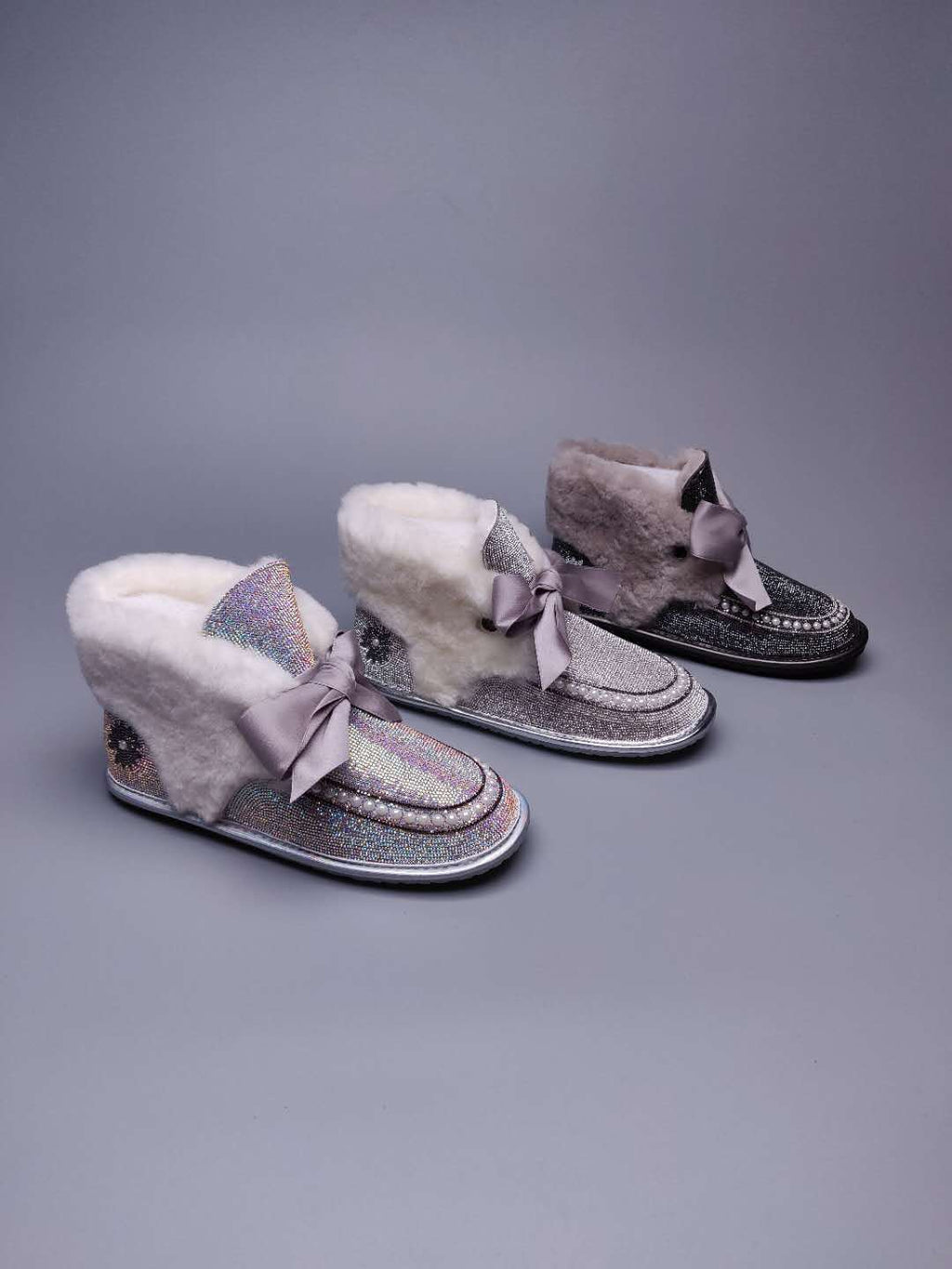 Iridescent Daisy Crystal Ribbon Shoes – In Stock