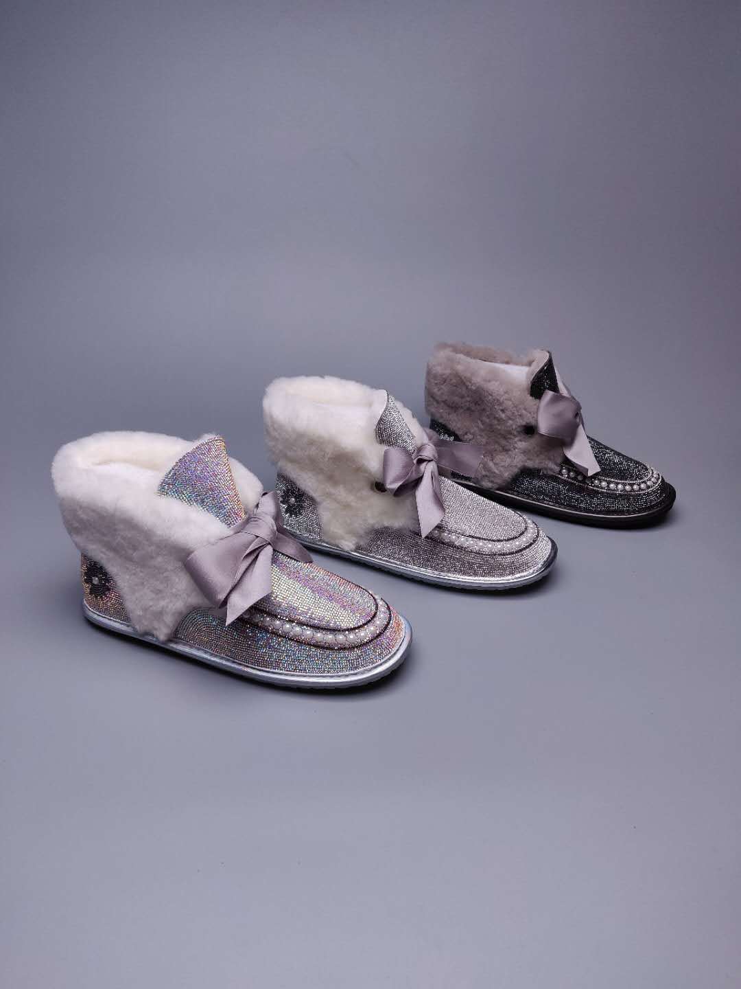Iridescent Daisy Crystal Ribbon Shoes – In Stock