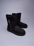 Black Side-Zip Mid-Calf Boots – In Stock