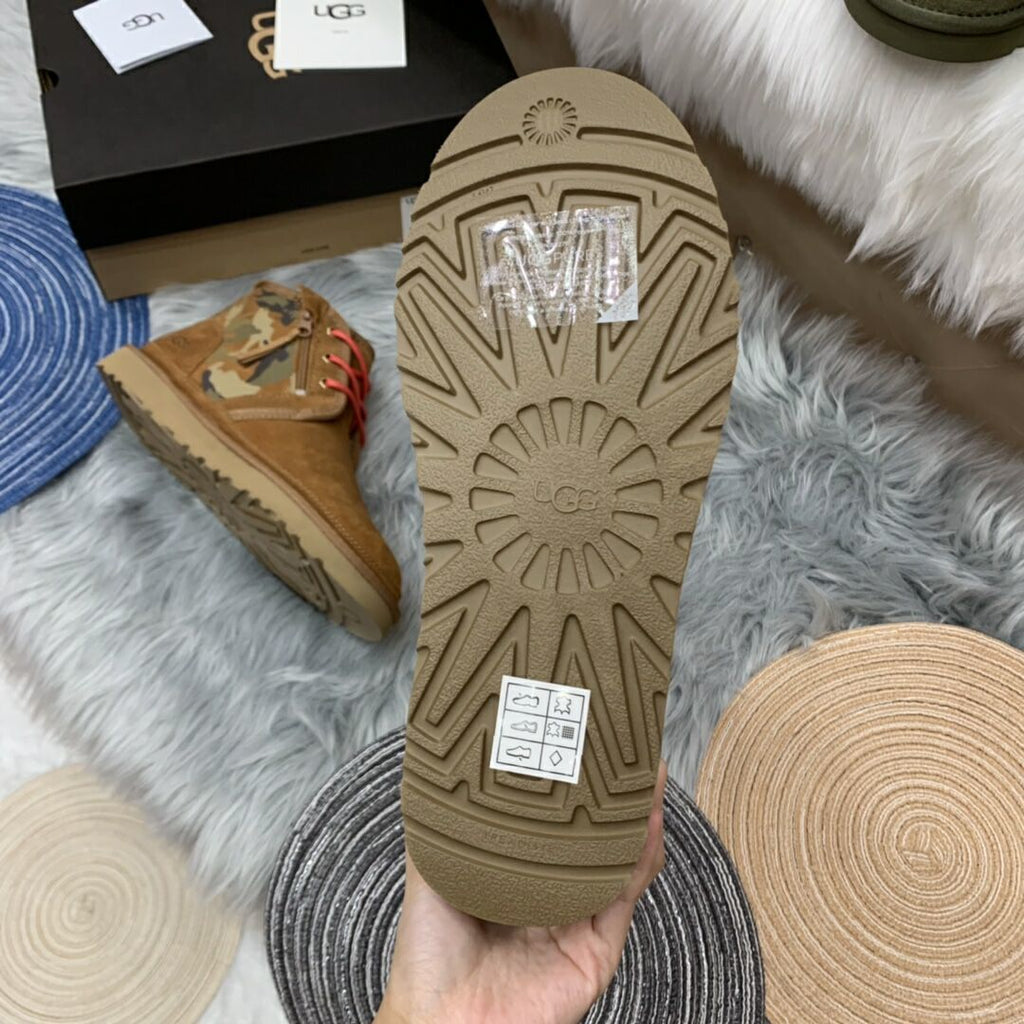 Chestnut Color-Block Camo Men’s Sneakers – In Stock