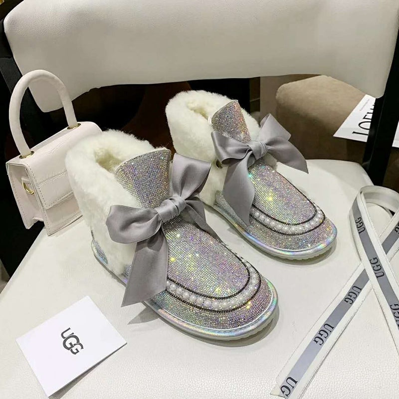Iridescent Daisy Crystal Ribbon Shoes – In Stock
