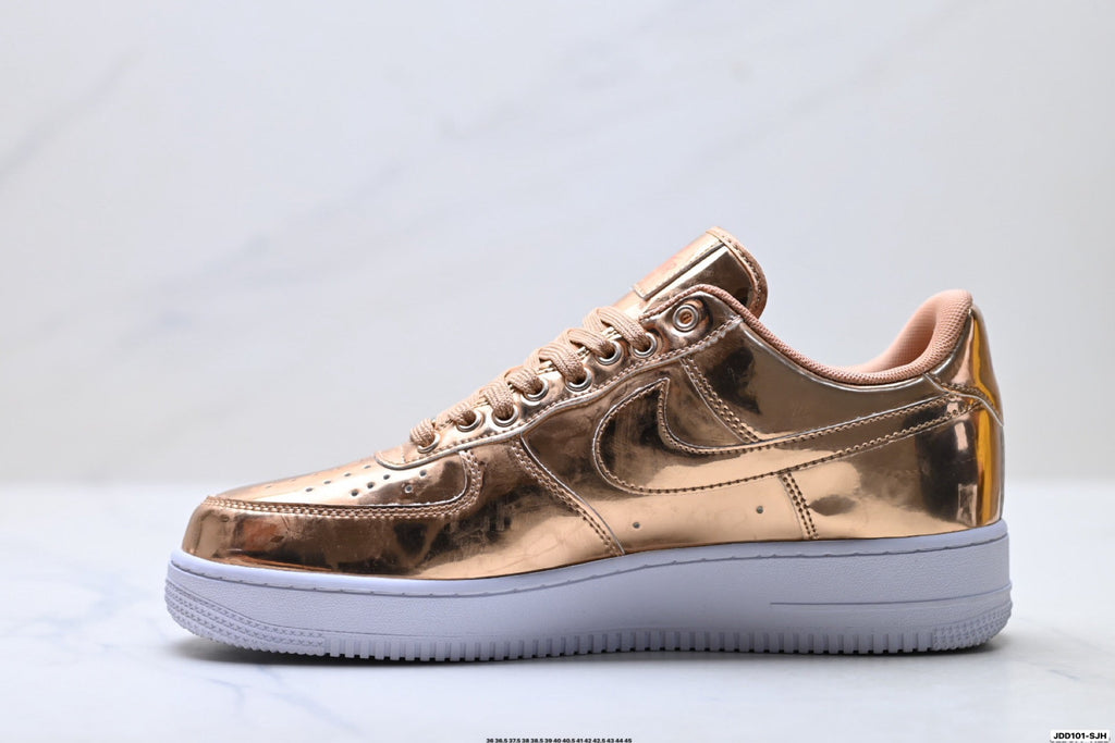 Nike Air Force 1 Low Rose Gold Metallic Unisex Sneakers Style 17