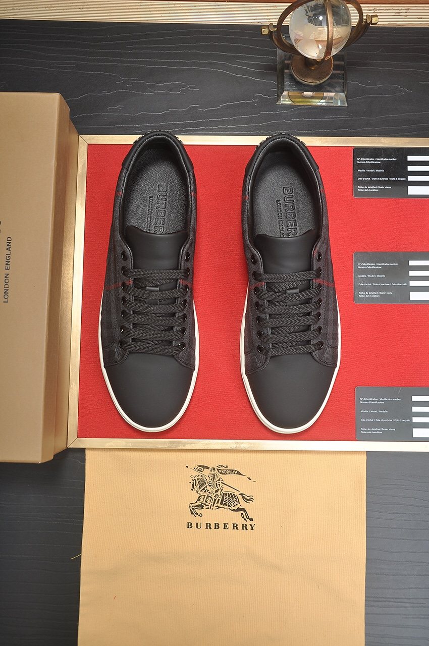 Burberry Charcoal Plaid Low-Top Sneakers