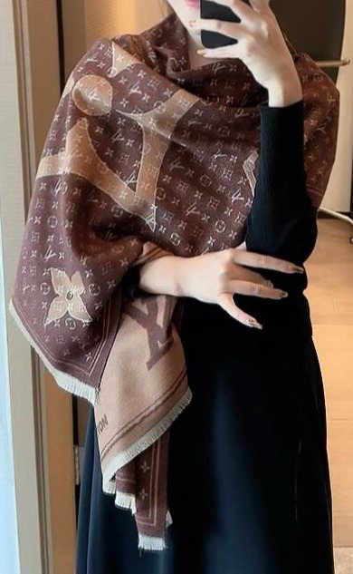 Louis Vuitton Monogram-Style Fringe Scarf