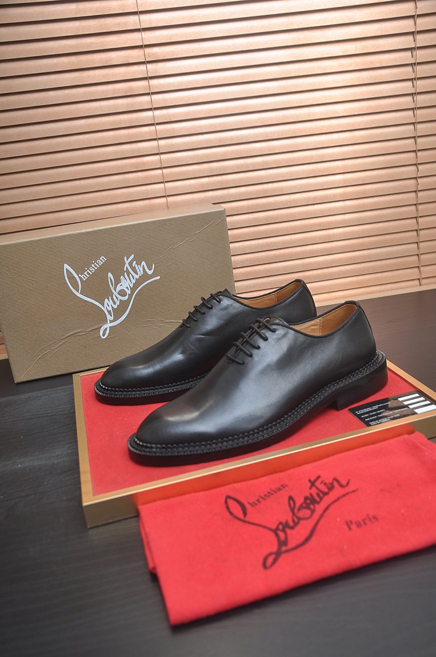Christian Louboutin Black Red Sole Lace-Up Dress Shoes
