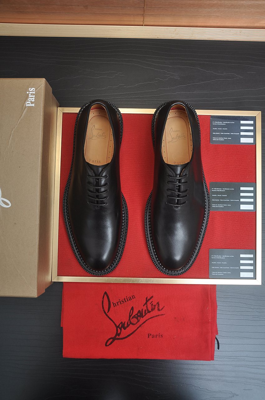 Christian Louboutin Black Red Sole Lace-Up Dress Shoes