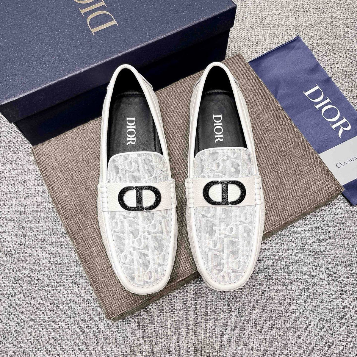 Dior Men's Patterned Vamp Loafers